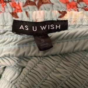 as u wish , Small, a mint green with pink flowers